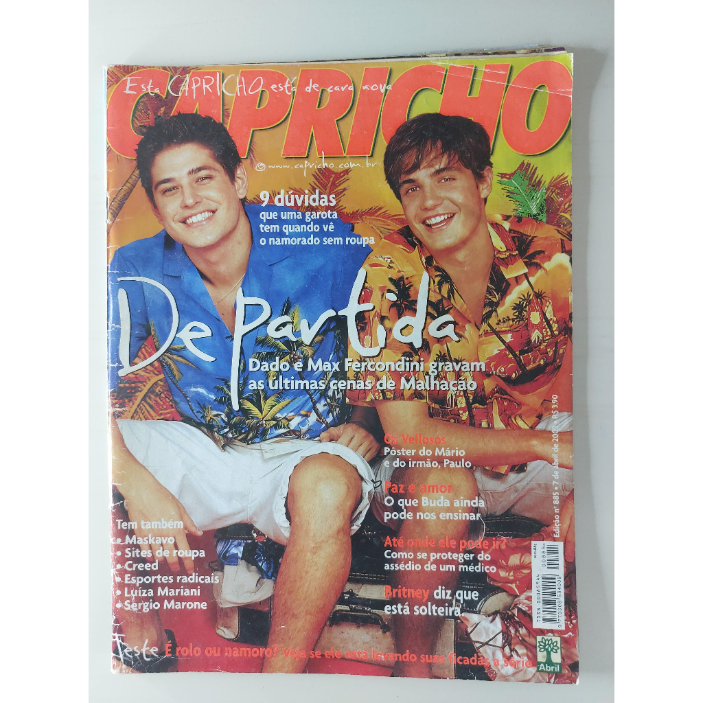 Revista Capricho Nº 885 Dado Dolabella Max Fercondini Britney Spears Fernanda Souza Bianca Castanho Sergio Marone 2002