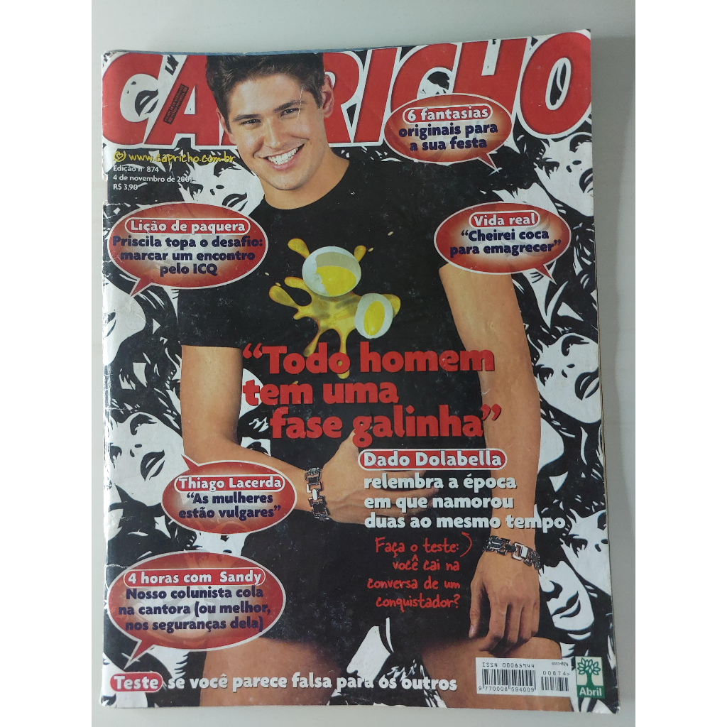 Revista Capricho Nº 874 Dado Dolabella Sandy Charlie Brown Jr. Matthew Davis Bárbara Borges Gisele Frade 2001