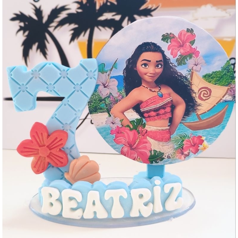 vela aniversário moana mocinha / topo de bolo moana em Oferta na Shopee