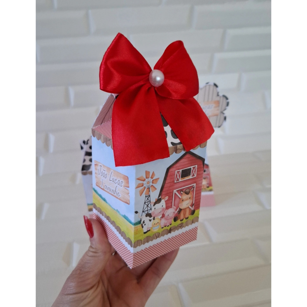Lembrancinhas Fazendinha/Personalizados Fazendinha Aquarela/Caixinhas personalizadas Fazendinha/Caixa Milk Fazendinha