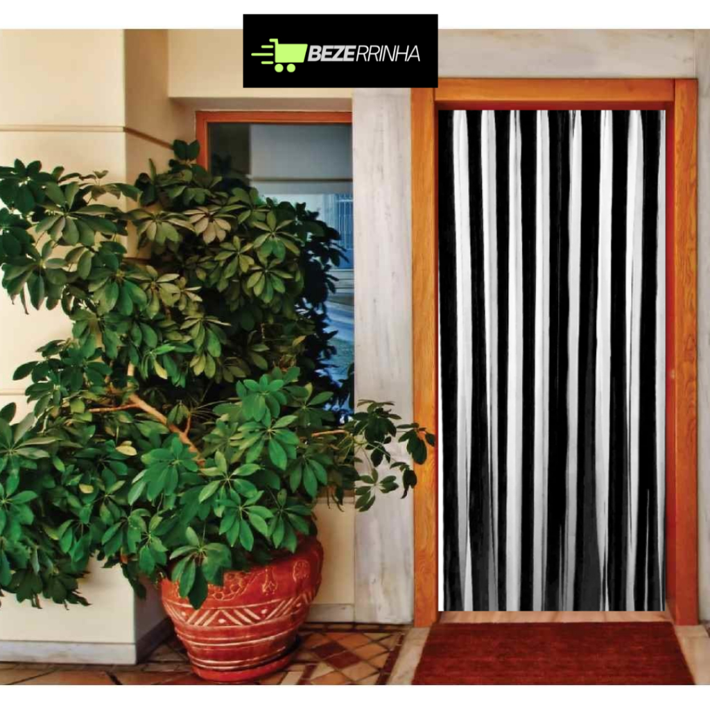 Cortina Tiras de Tecidos Para Porta Sala Cozinha Quarto de Contra Insetos Listras Preto 8 em Oferta na Shopee
