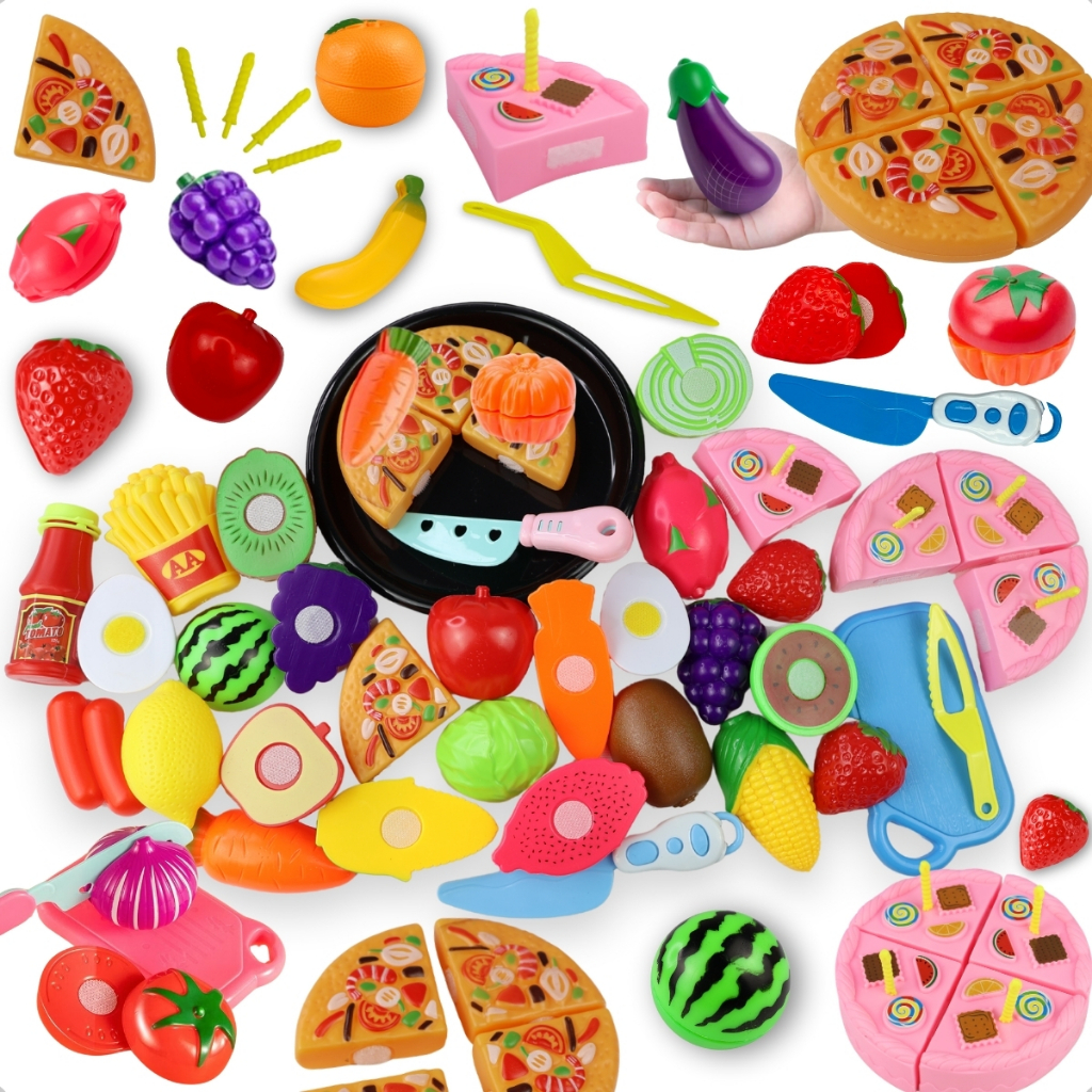 KIT Brinquedo 30 peças Cozinha Frutas Legumes Crec Brinquedo de Cortar Comidinha Faz de Conta em Oferta na Shopee