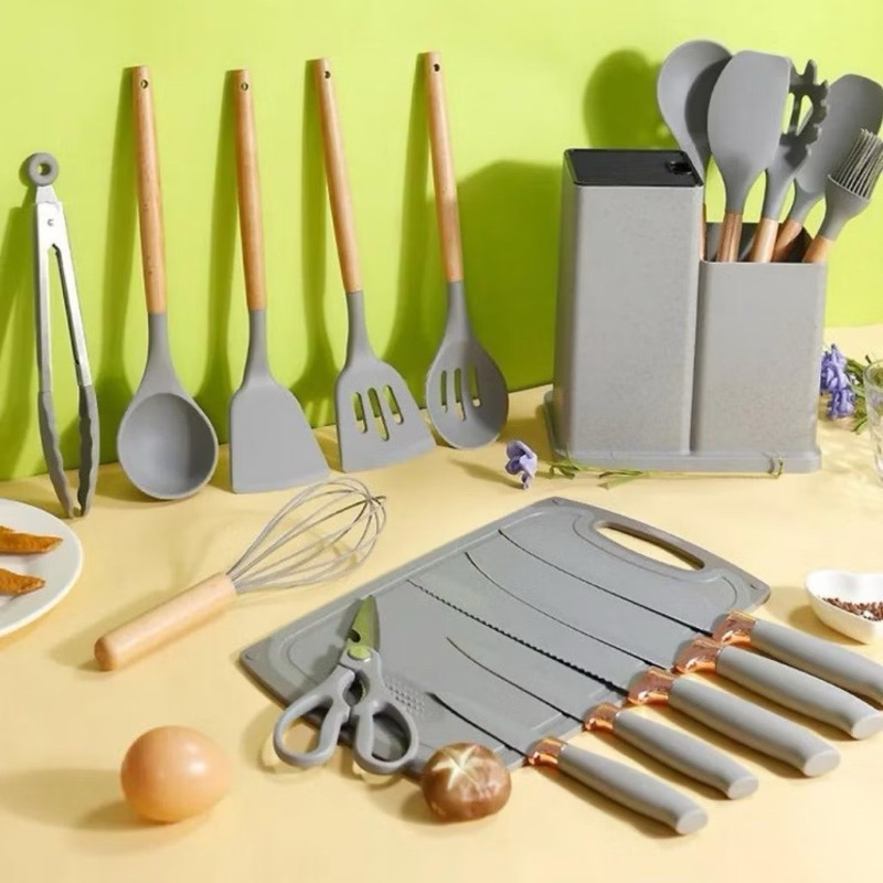 Kit 19 Peças - Jogo de Utensílios de Cozinha em Silicone Completo - Antiaderente e Resistente ao Calor Material Premiumr