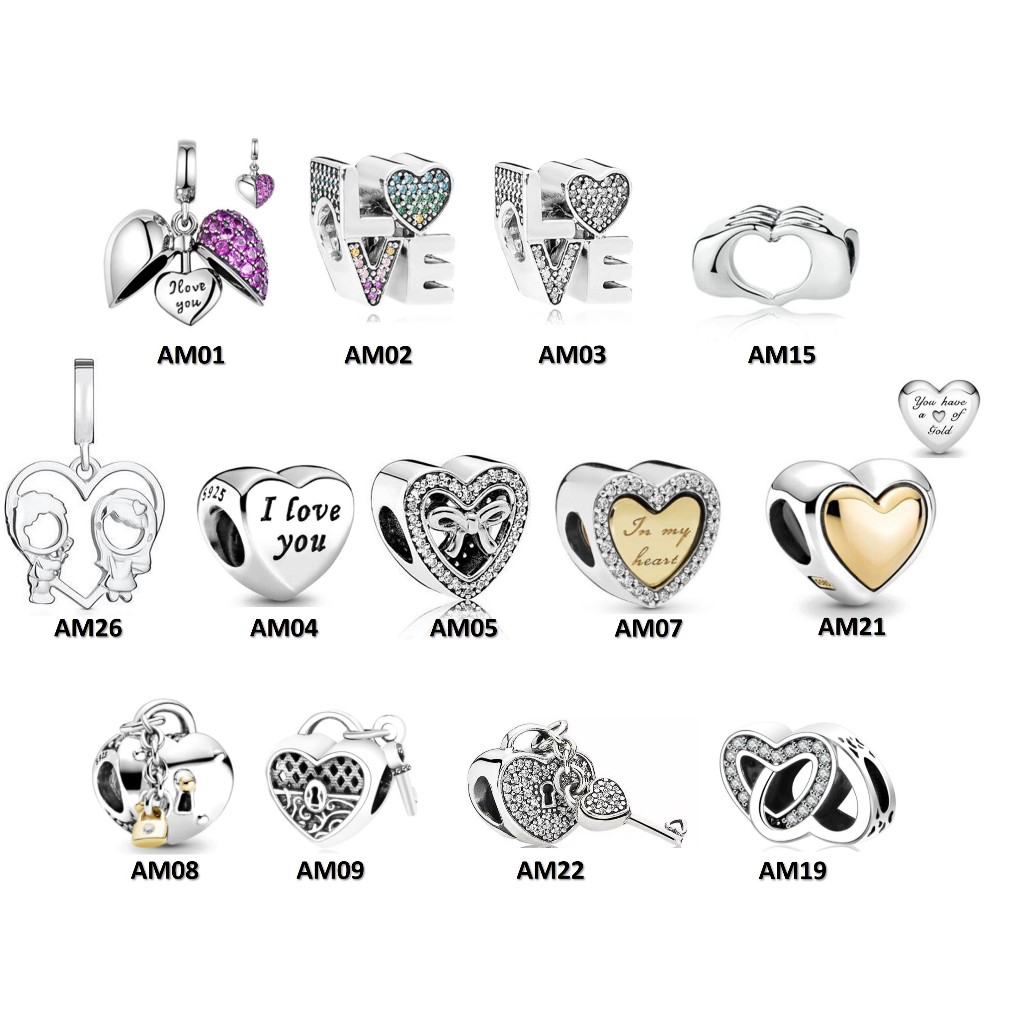 Berloques AMOR em Prata 925 em Oferta na Shopee