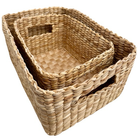 Cesto Caixa Organizadora Natural Retangular Caixa de Armazenamento De Roupas e Utilidades ...