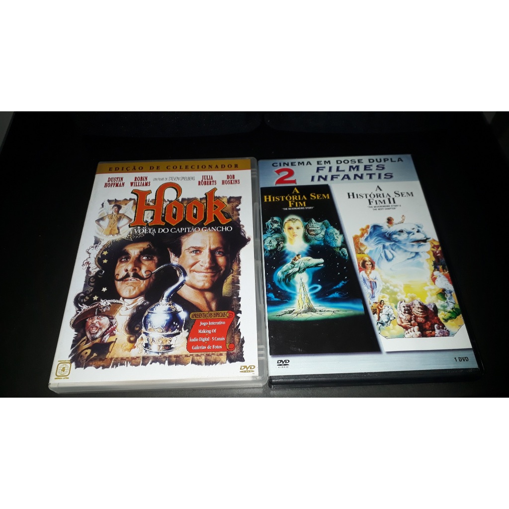 3 Filmes DVD Dublagem Clássica TV Hook A Volta Do Capitão Gancho / A História Sem Fim I e II