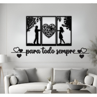 Quadro Casal Cabeceira + Para Todo Sempre em MDF Decorativo Vazado com Dupla Face em Oferta na Shopee