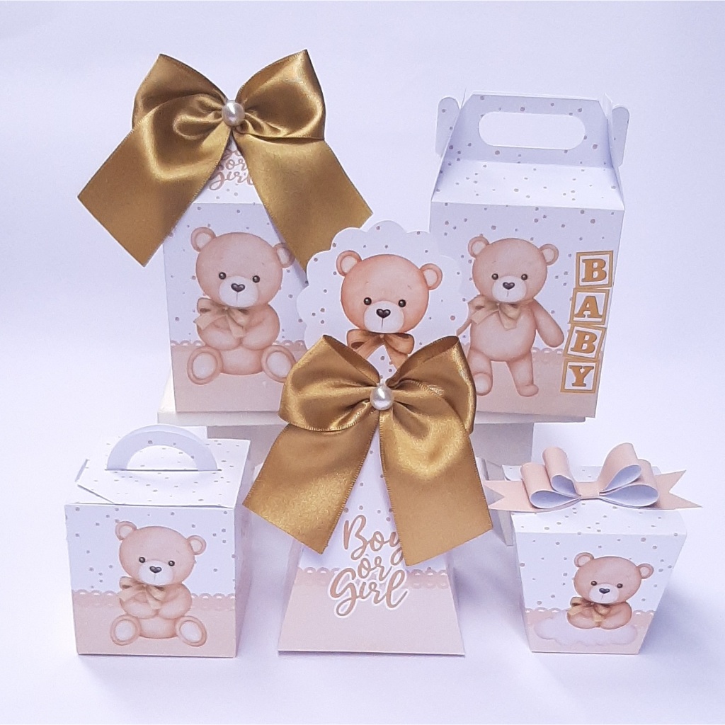 Kit Festa CHÁ REVELAÇÃO URSINHOS Pegue e Monte | Caixinhas Personalizadas | Lembrancinhas para Festa Infantil
