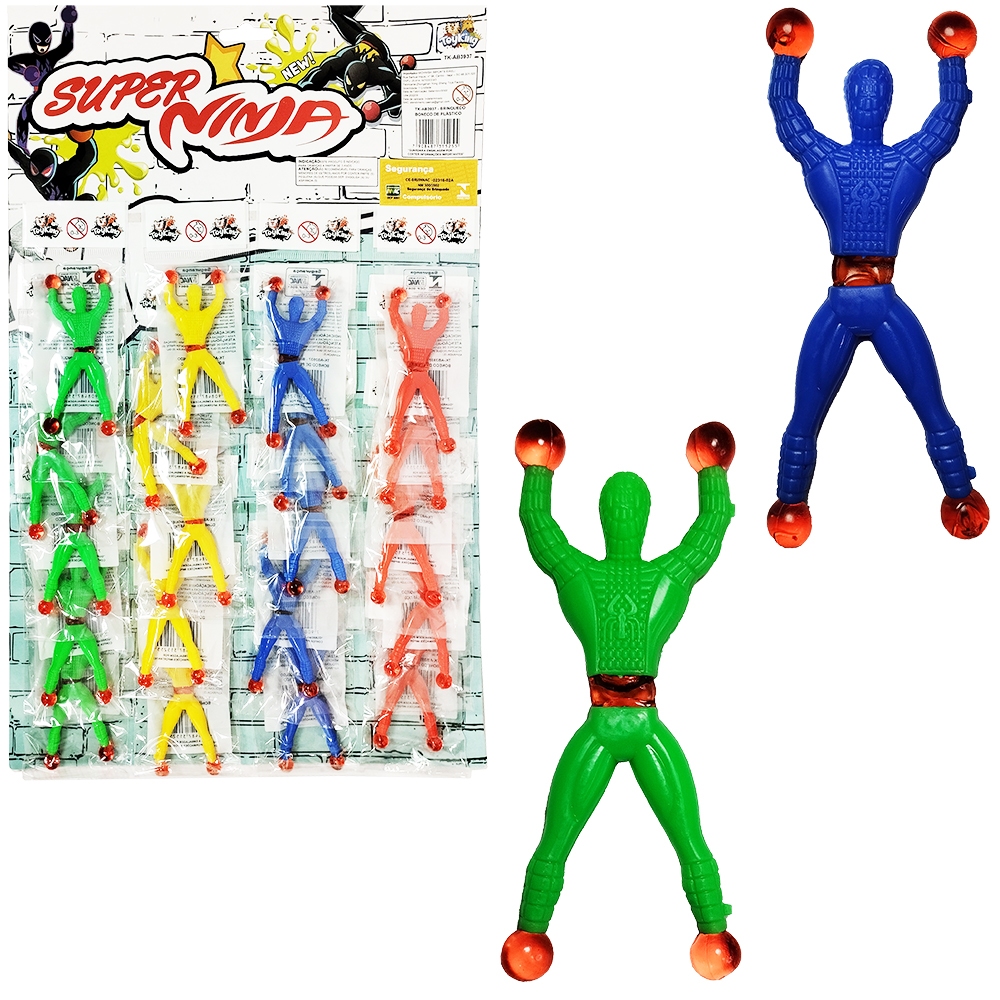 Super Ninja Boneco Gruda Parede Escala Grude Vidro Brinquedo Lembrancinha Festa Infantil