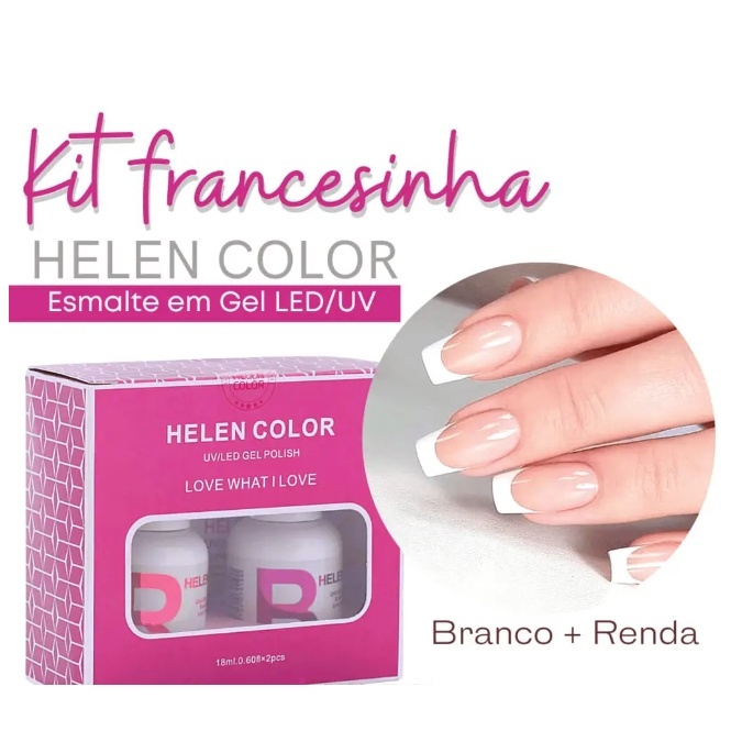Esmalte de Unha Helen Color Kit Francesinha Manicure Nails Branco Renda
