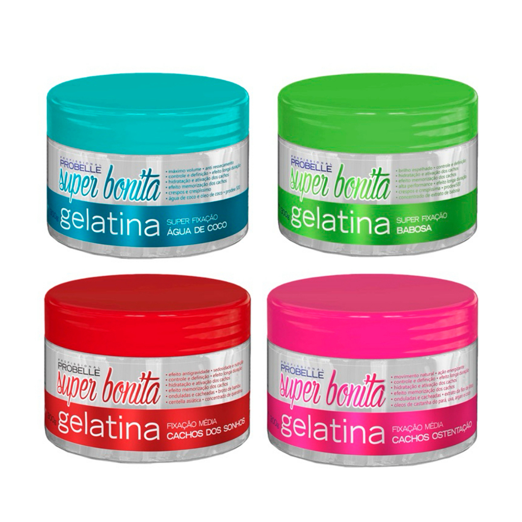 Gelatinas Fixação 300g Super Bonita - Gel Capilar [ Escolha o seu! ] Cachos do Sonhos - Água de Coco