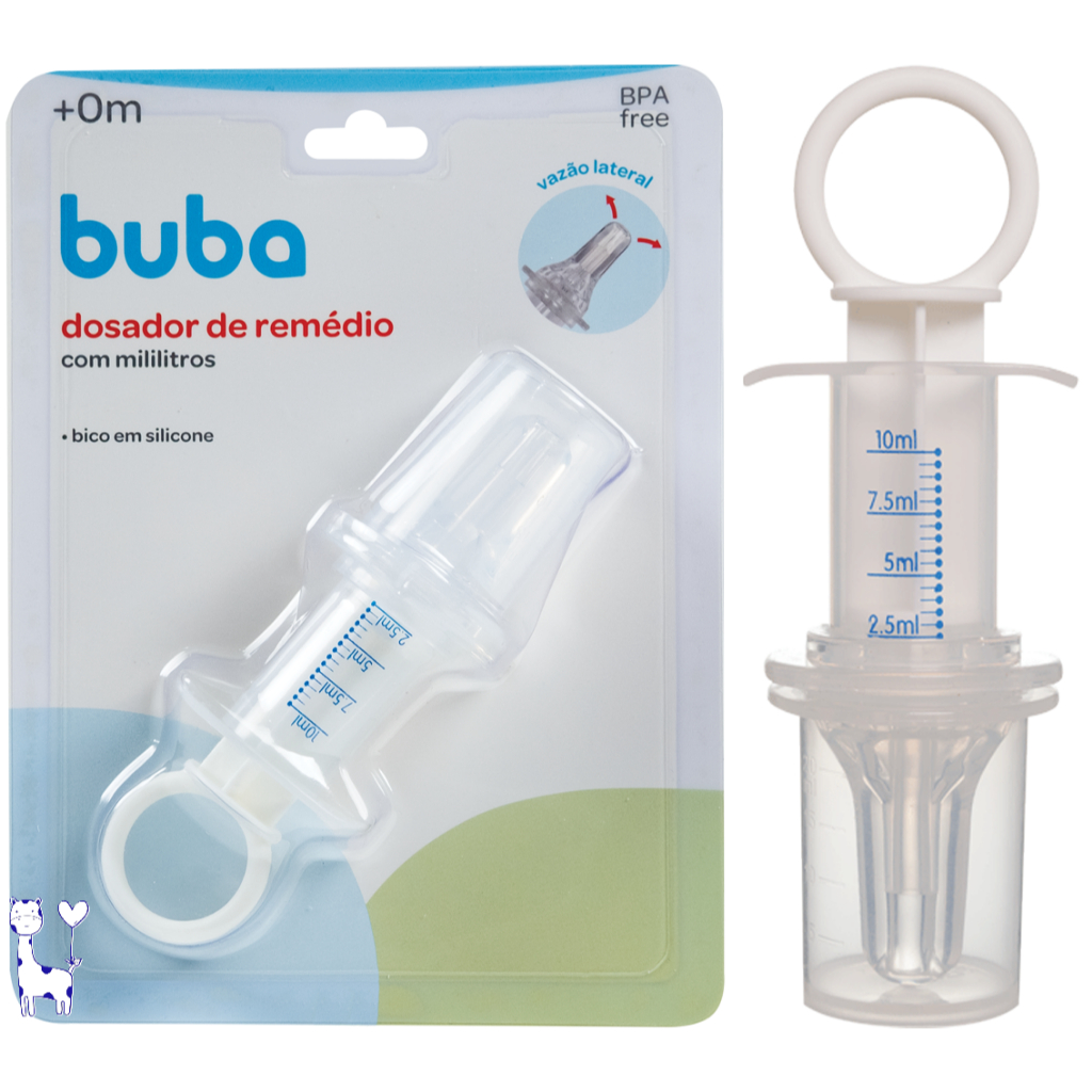 Dosador de Remédio Buba 10ml Seringa com Bico Silicone para Bebê Fácil e Preciso