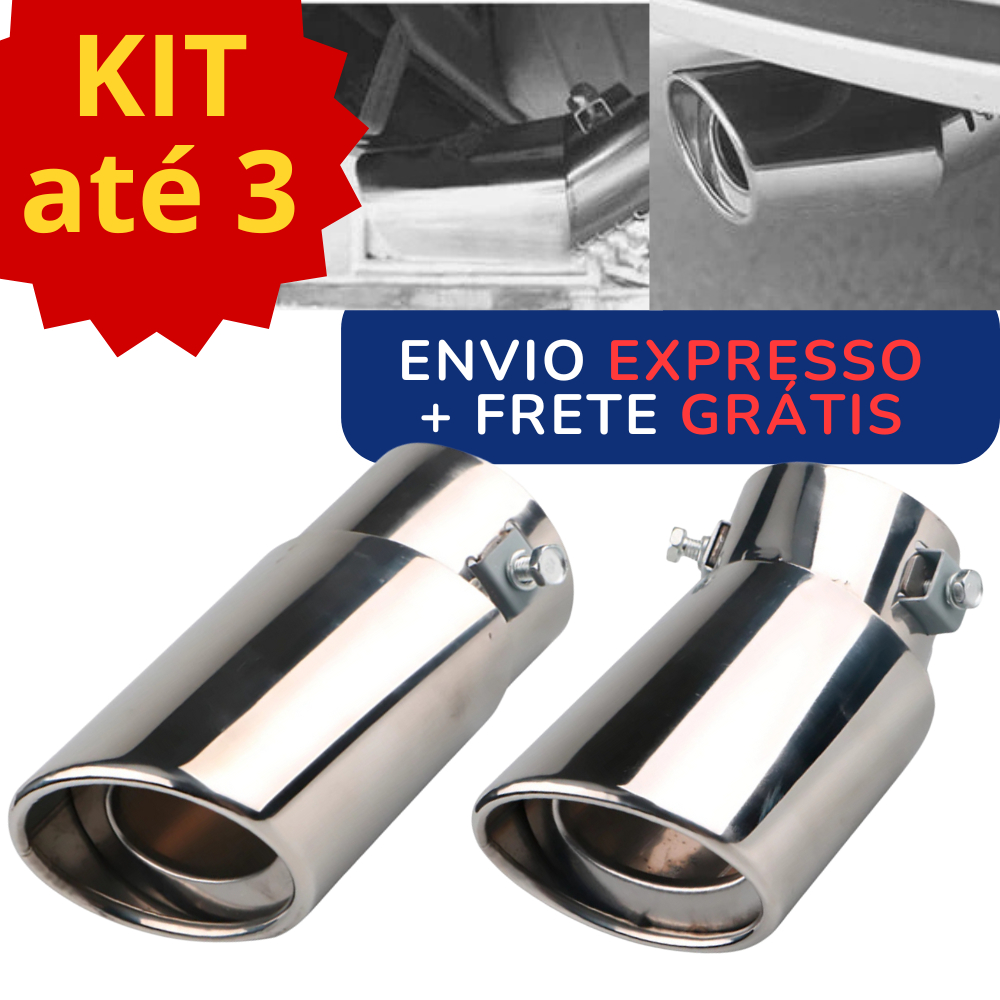 Ponteira Escapamento Esportiva Automotivo Inox Modelo Reta e Curvada Kit de 1 até 4 peças