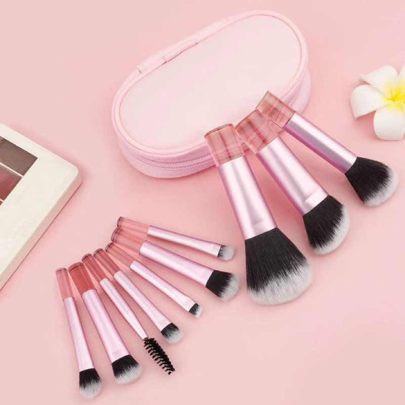 10 Mini Pincel de Maquiagem Pó Blush Porta Cilios Moda Beleza Mulher Feminina