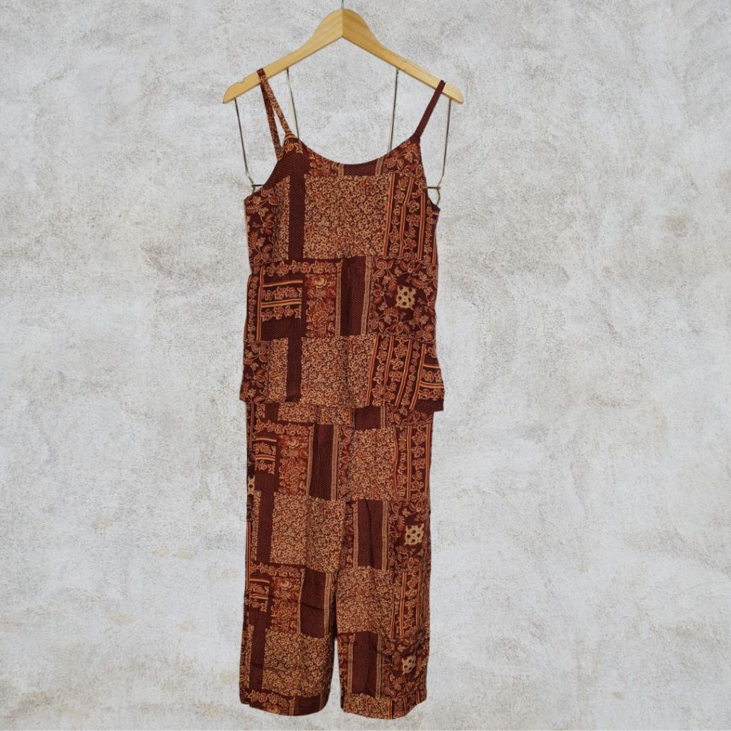 conjunto estampado viscose regata e calça vintage anos 90