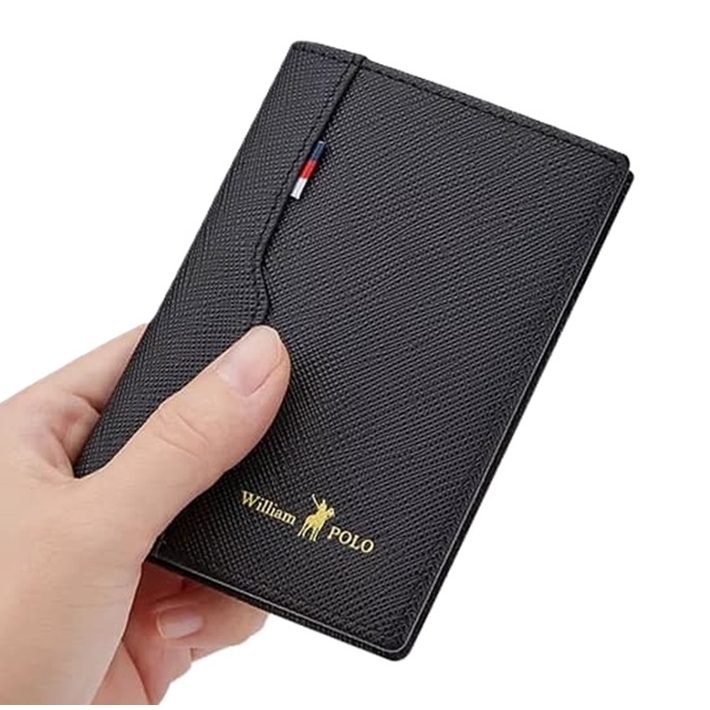 Carteira William Polo.couro Genuíno - Preto Frisada LX Mod POLO195227
