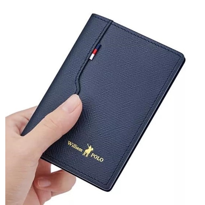 Carteira William Polo.couro Genuíno - Azul Marinho Frisada LX Mod POLO195227