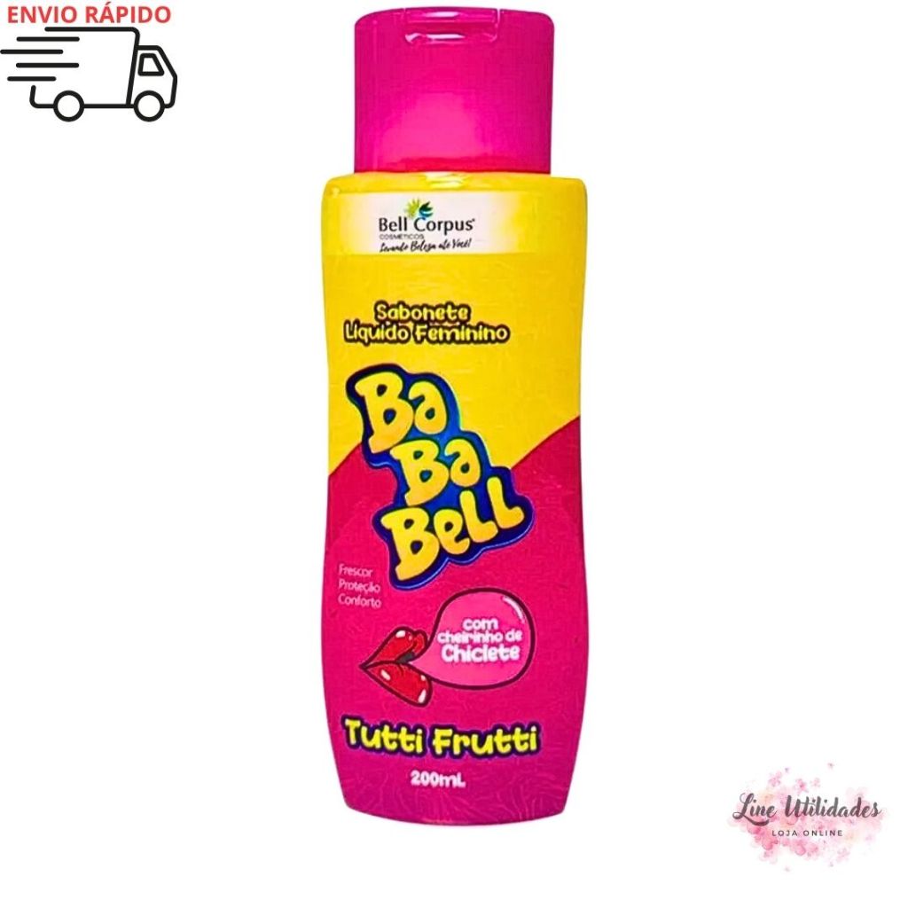 BABA BELL - SABONETE LÍQUIDO ÍNTIMO 200ML COM CHEIRINHO DE CHICLETE TUTTI FRUTTI