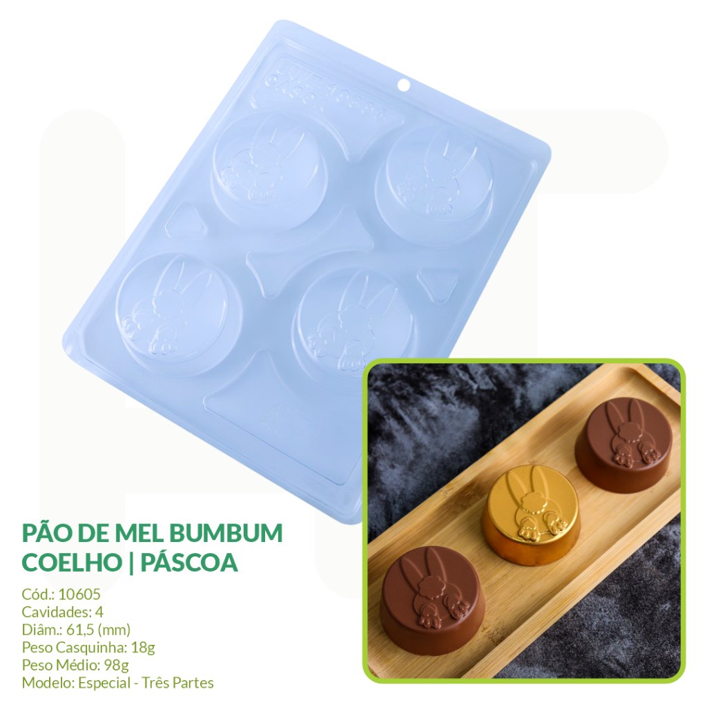 Forma Pão de Mel Bumbum Coelho Cód. 10605 BWB - LANÇAMENTO PÁSCOA 2025 - Forma Especial - 3 Partes em Oferta na Shopee