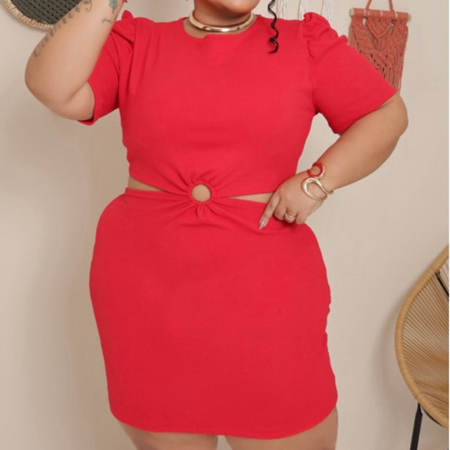 VESTIDO BUFANTE PLUS SIZE NATAL E ANO NOVO TRICÔ MIDI TUBINHO SOLTINHO REVEION VERMELHO LONGO LUXO VERÃO  Z