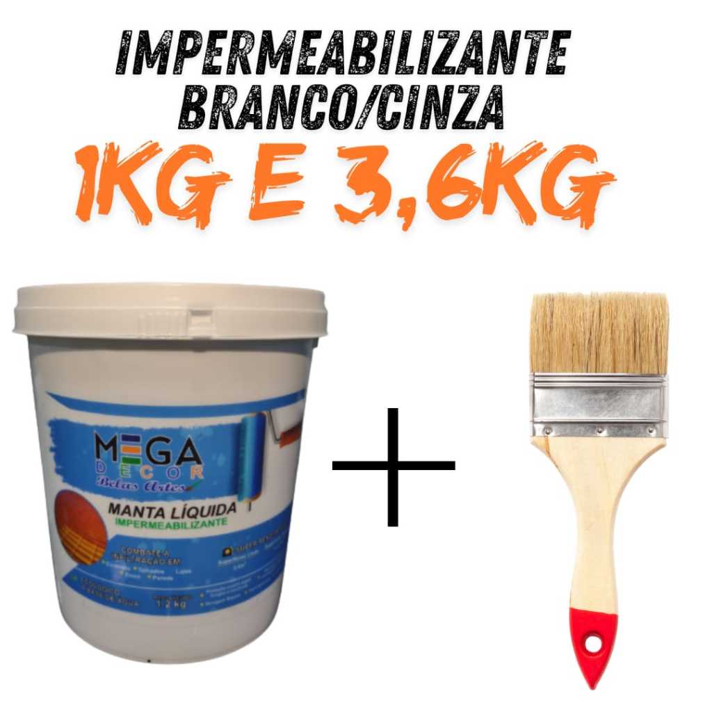 Manta Líquida 3,6kg Emborrachada Impermeabilizante MEGADECOR Várias Cores 1Kg e 3,6kg em Oferta na Shopee