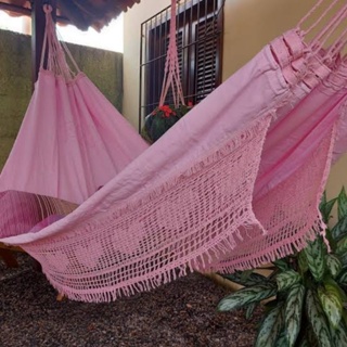 rede descanso dormir anti-alérgica casal sol a sol grande 4,10m brim em Oferta na Shopee