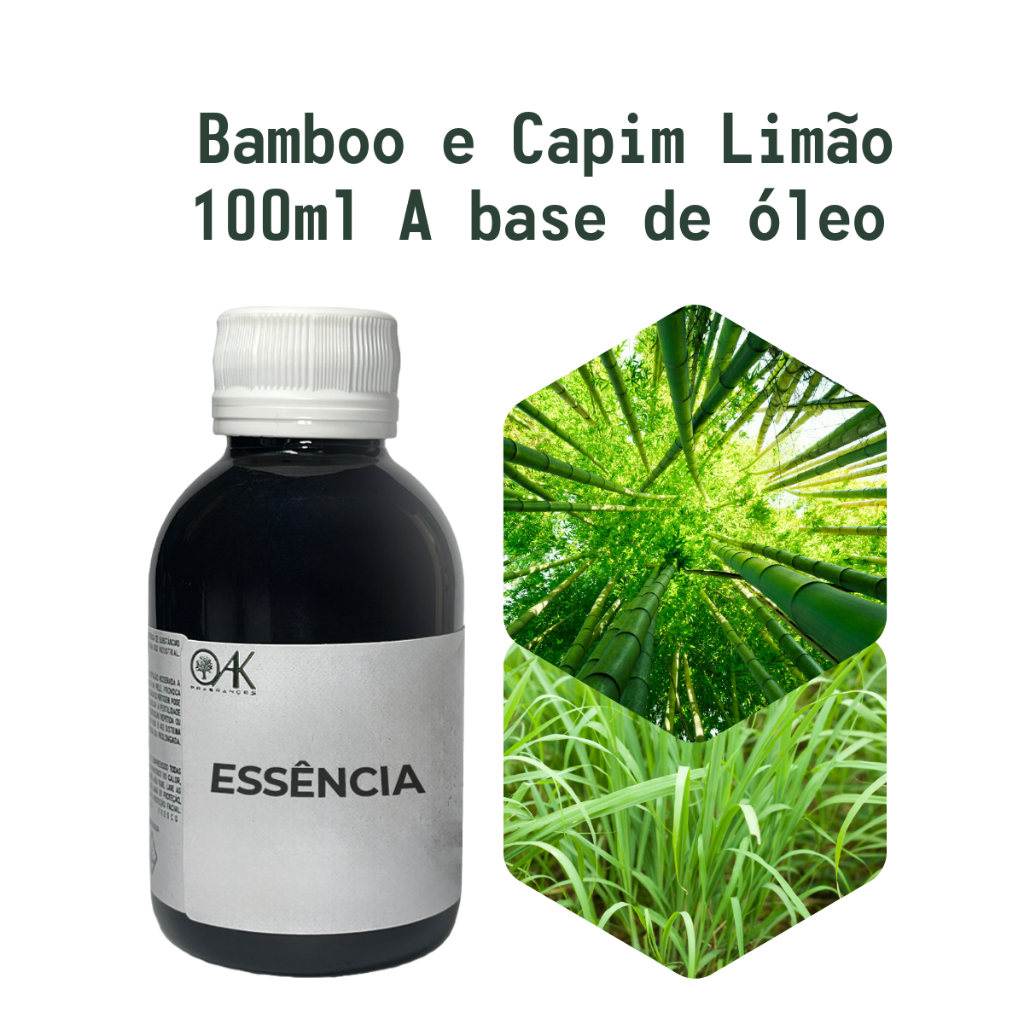 Essência de  Bamboo e Capim limão 100ml para difusor, home spray e velas