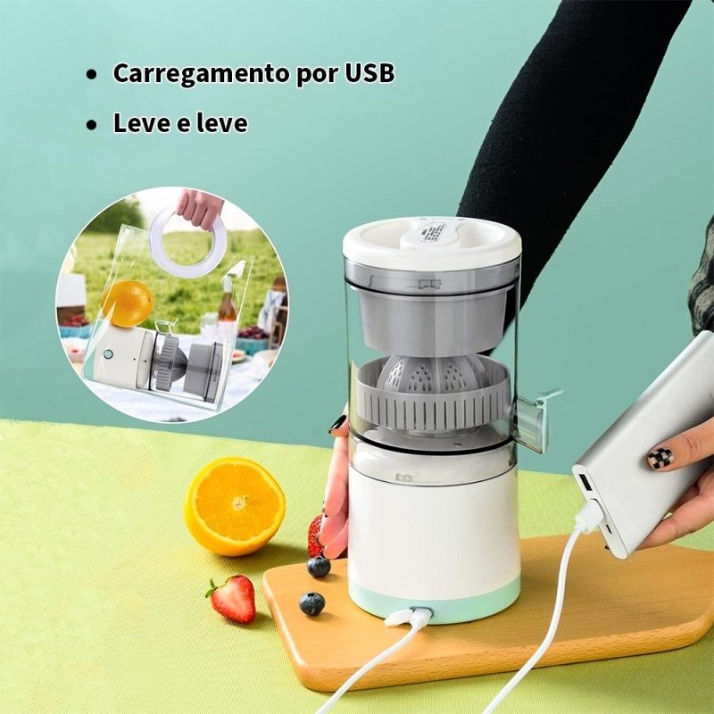 Espremedor Elétrico Laranja Limão Frutas Fazer Sucos Recarregável usb