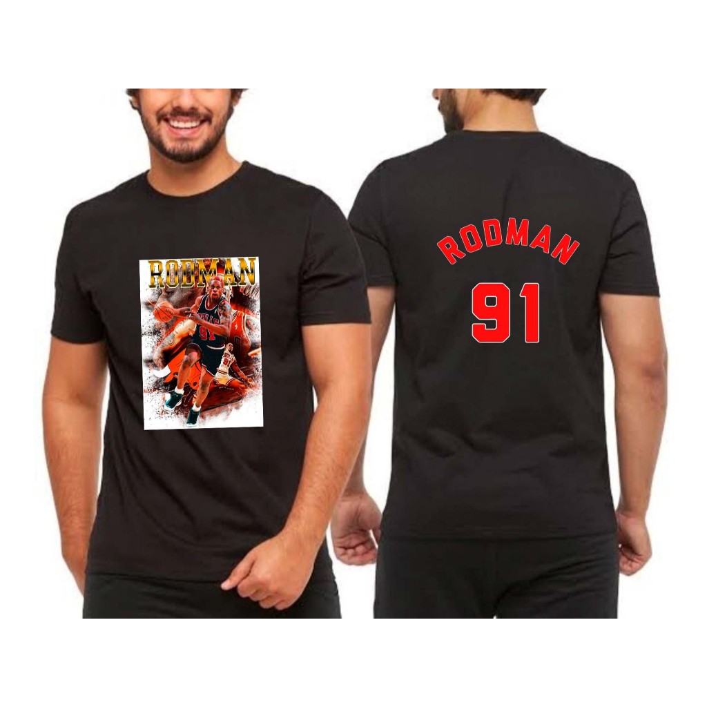 T-Shirt camiseta preta algodão NBA basquete Godzilla Godman 91