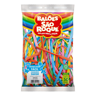 Balão 260 Bexiga Canudo Várias Cores C/ 50un São Roque em Oferta na Shopee
