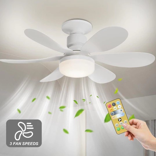 Ventilador De Teto Wind Light Silent Controle Remoto Lâmpada Led 60W Silenciosa 6 Folhas em Oferta na Shopee