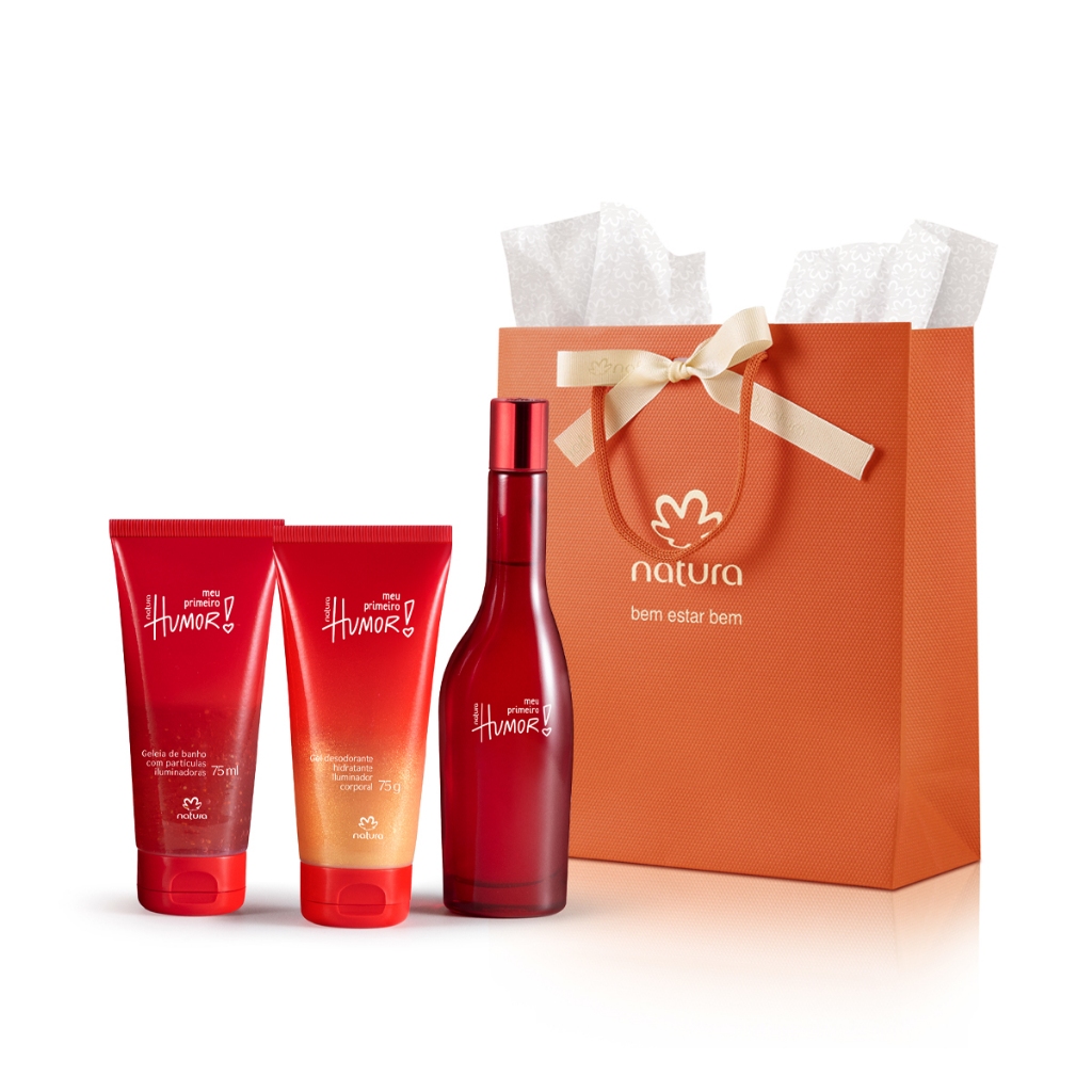 Presente Kit Natura Meu Primeiro Humor Desodorante Colônia 75 ml + Geleia de Banho 75 ml + Hidratante 75 g