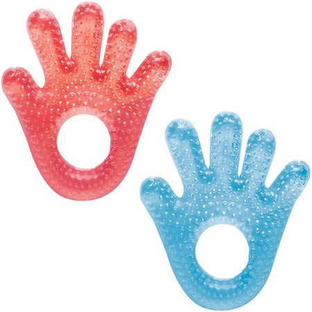 Mordedor para Bebê  Massageador  de Gengiva Com Água Mãozinha Azul Rosa Bebê