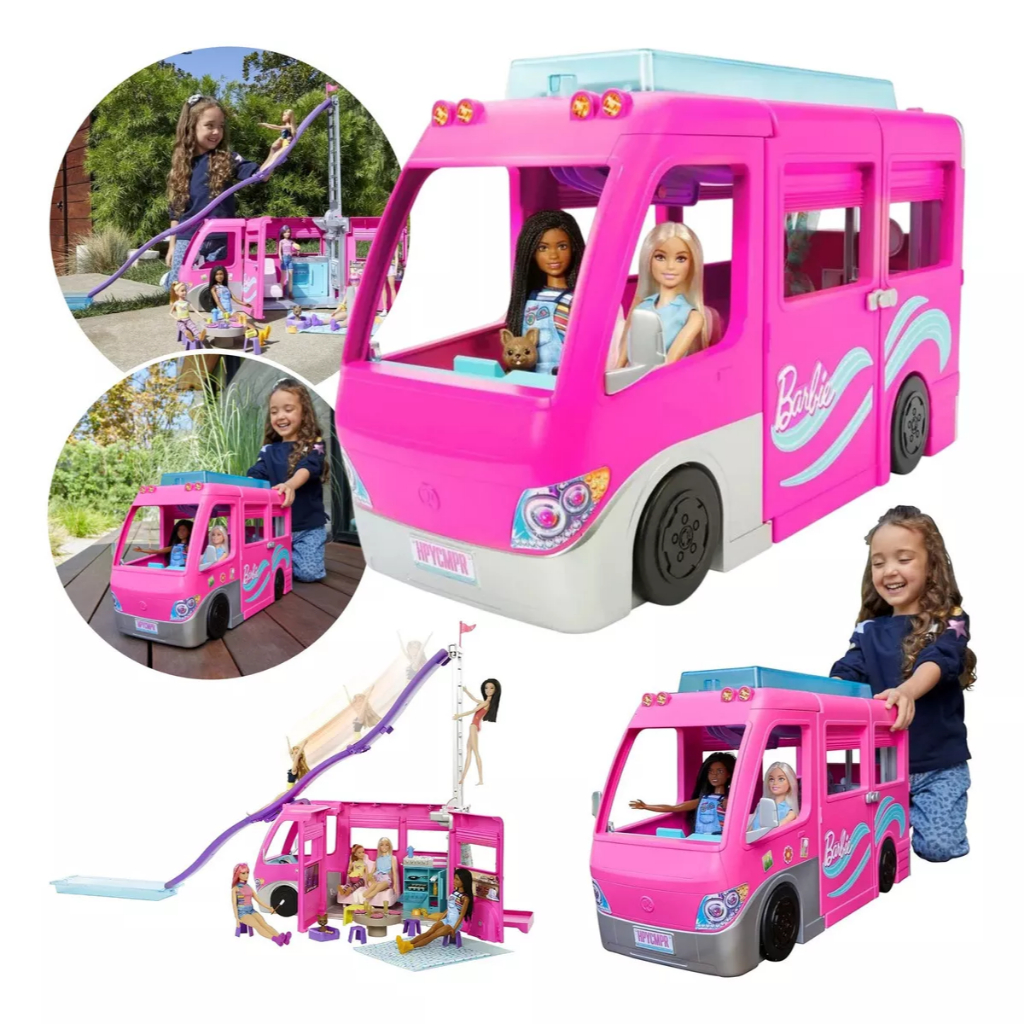 Barbie Estate Conjunto de Brinquedo Trailer dos Sonhos c/7 áreas de brincadeiras e mais de 60 peças,