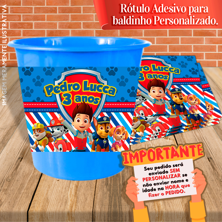 Adesivos Para Baldinho Personalizado Patrulha Canina