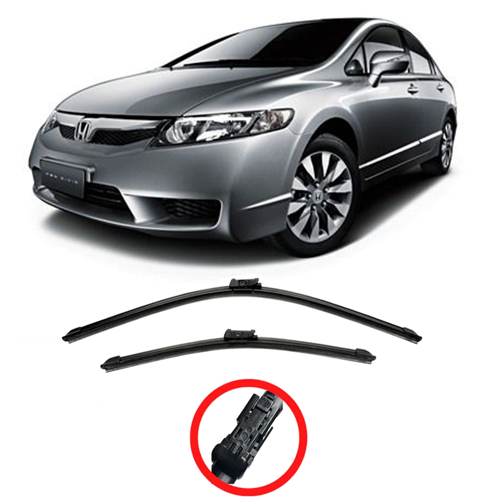 PAR de Palhetas para Limpador de Parabrisa Dianteiro Honda New Civic 2007 2008 2009 2010 2011