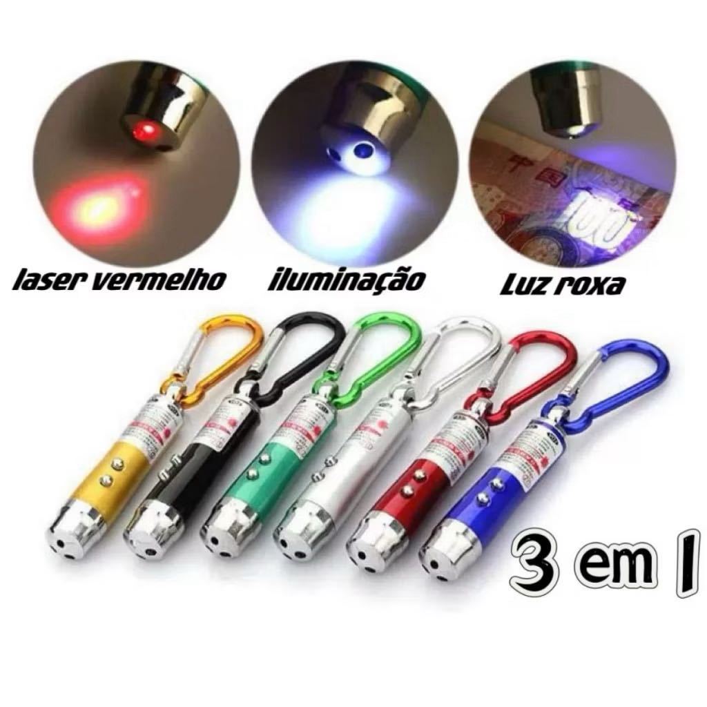 kit C6/C12/C18/C24 Canetas Laser 3 Em 1 Laser Potente Lanterna E Chaveiro Colorido