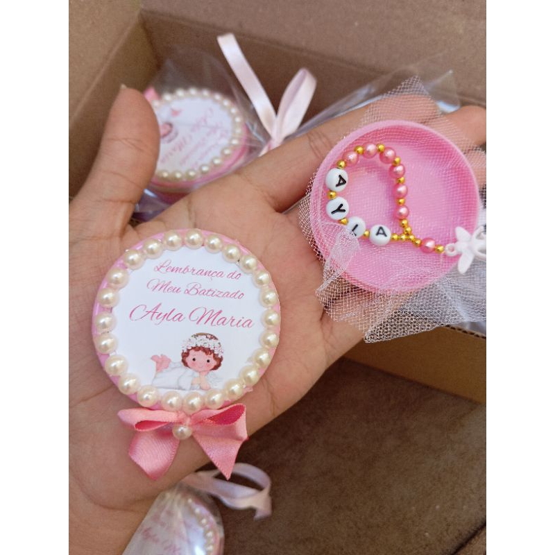Lembrancinhas de Batizado ou primeira eucaristia, kit com 10 lembrancinhas, latinhas personalizadas com mini terço!
