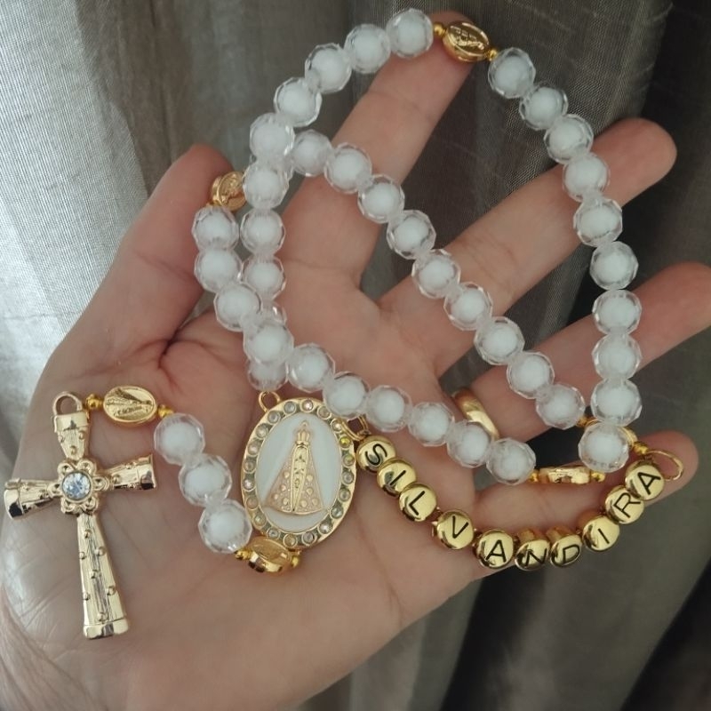 Terço luxuoso Nossa Senhora Aparecida/ Terço Personalizado Nossa Senhora/ Terço com nome