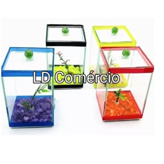 Kit 6 Beteiras 09x09x14cm Vidro Aquários Decorado Peixe Beta em Oferta na Shopee