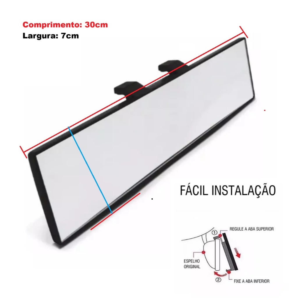 Espelho Retrovisor Interno Universal Panorâmico Automotivo Para Carros Com Ponto Cego 300mm em Oferta na Shopee