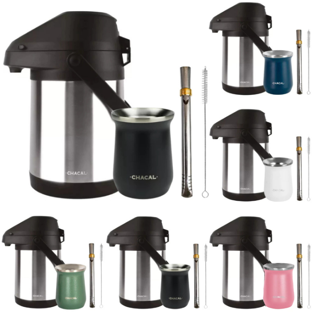 Kit Terere Chacal Bomba Cuia 236ml Garrafa Térmica 2,5L Inox