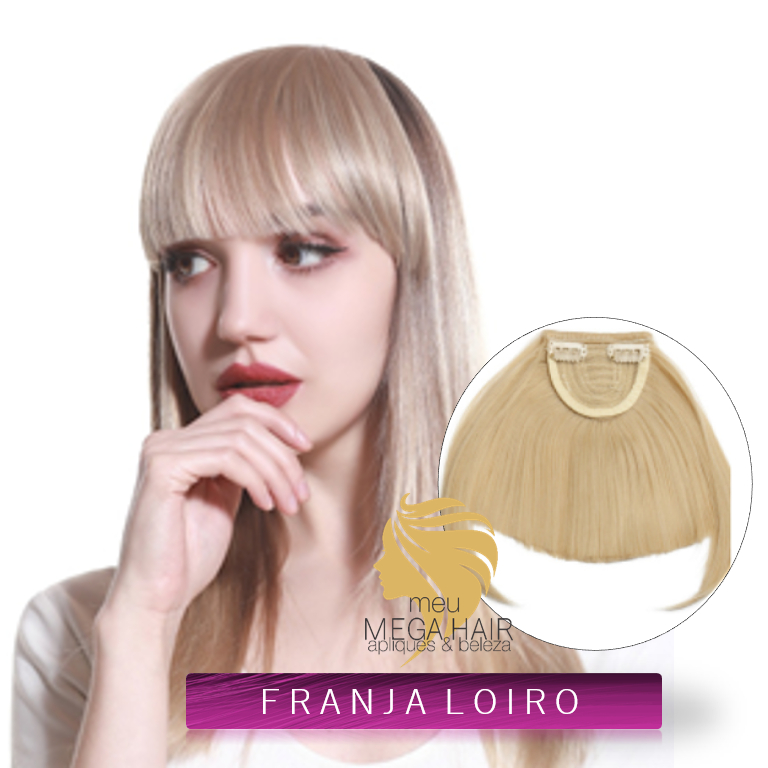 Aplique Cabelo Franja Loiro Pérola Liso Penteado Presilha Tic Tac Semi Humano Premium