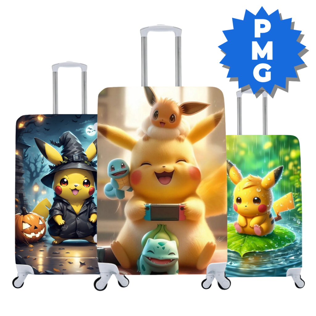 Capas Protetora Para Mala Viagem Elástica Personalizada Diversos Modelos Pikachu (01)