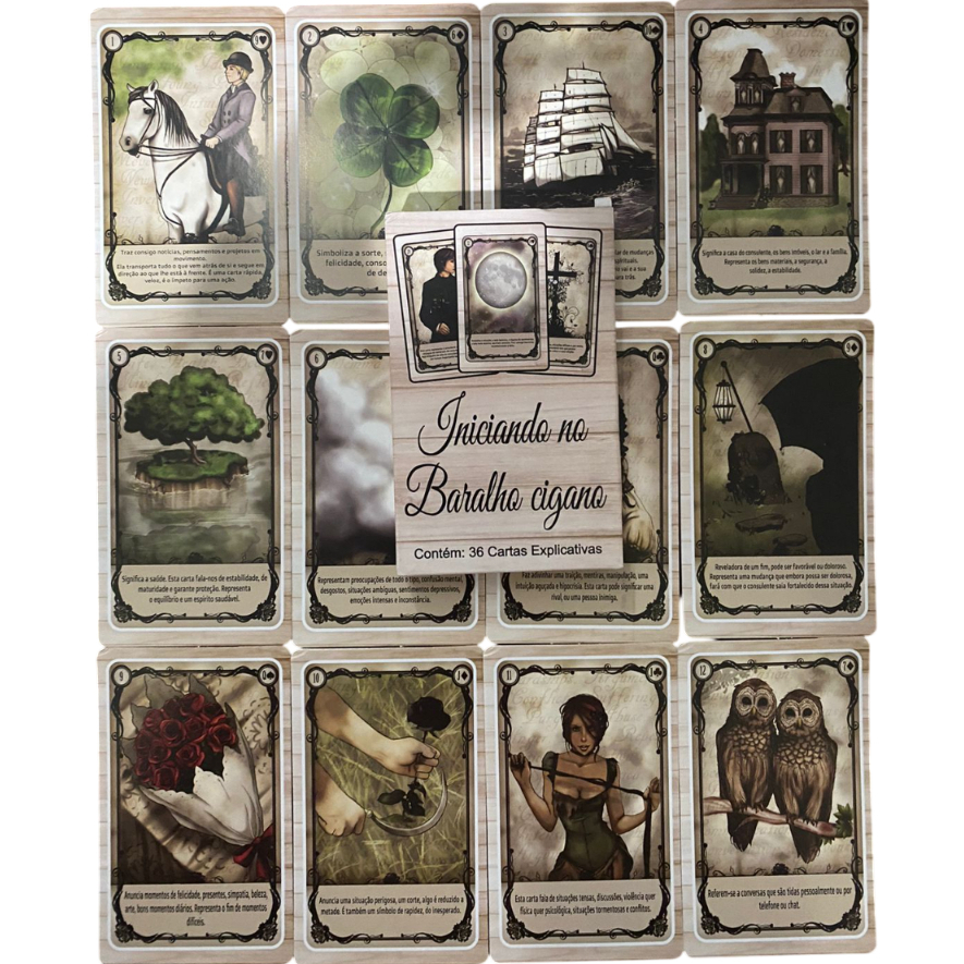 Baralho Tarot Iniciando no Baralho Cigano 36 Cartas Com Significados Qualidade Premium Plastificado