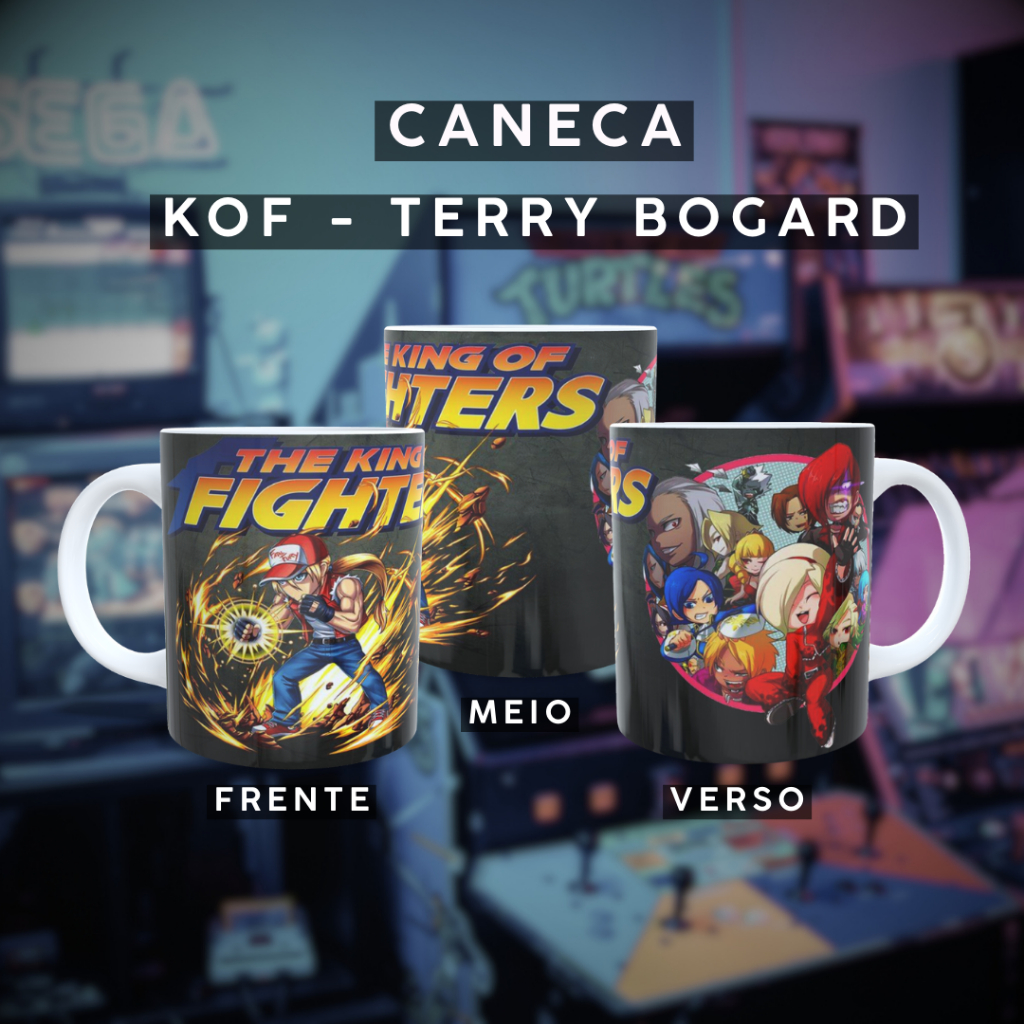 Caneca The King Of Fighters Porcelana Terry Bogard | Kyo | Iori Iagami | Rugal | KOF