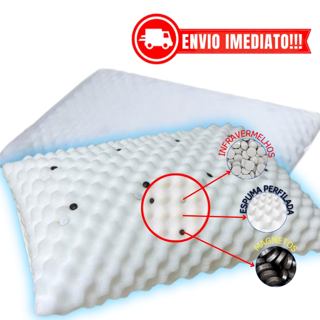 KIT 2 Travesseiro MAGNÉTICO ALTO Ortopedico Infravermelho Espuma Massageador Anatomico