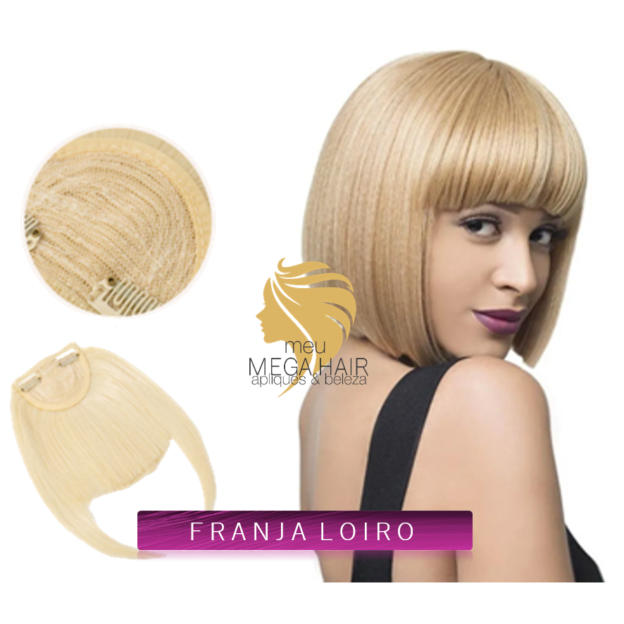 Cabelo Franja Tic Tac Cor Loiro Mega Hair Penteado Liso Presilha Igual Humano