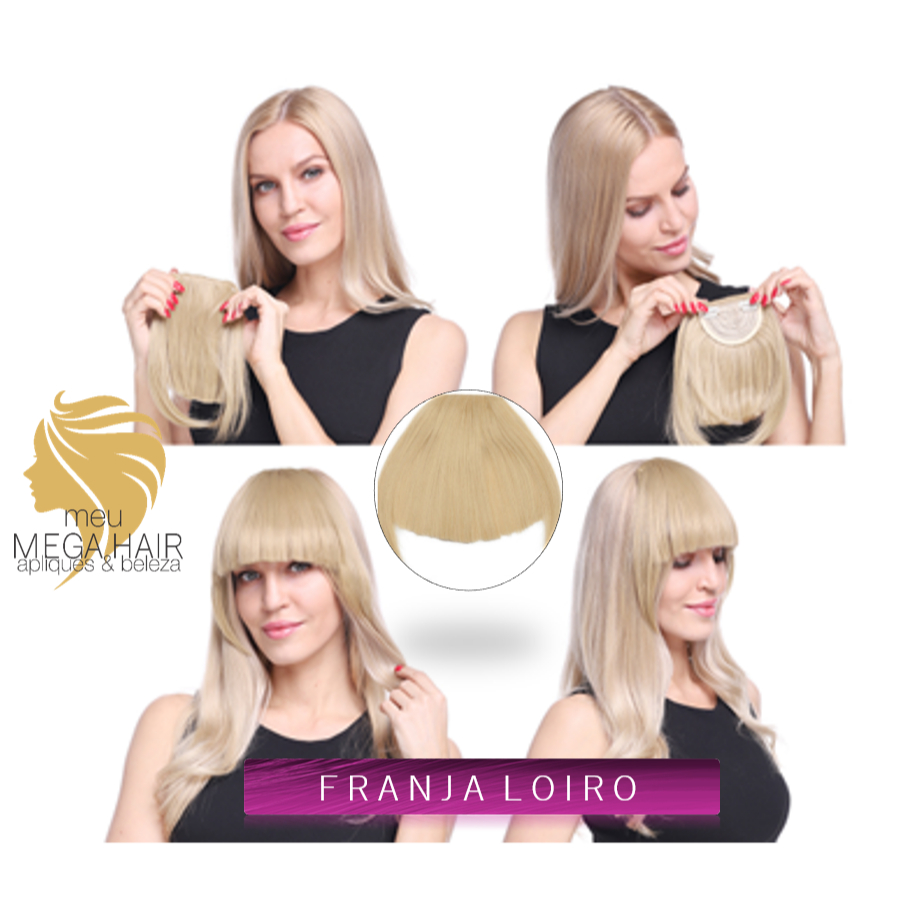 Aplique Cabelo Franja Tic Tac Loiro Cor Pérola Liso Bio Humano Premium