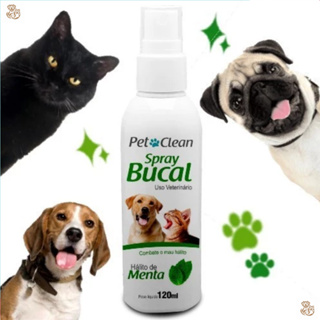 Spray Bucal Gatos E Cães Elimina Mau Hálito E Anti Tártaro Sabor Menta em Oferta na Shopee